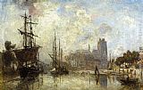 Johan Barthold Jongkind Canvas Paintings - The Port of Dordrecht